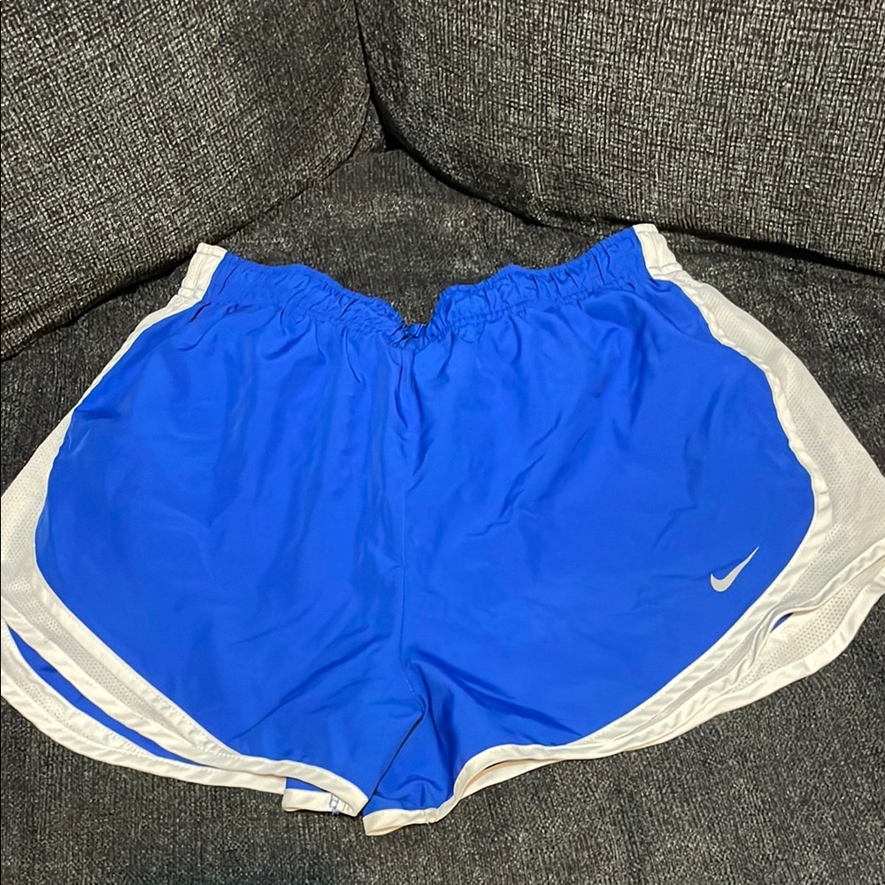 Nike Blue and White Athletic Shorts with Elastic Waistband